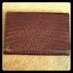 Makeup brush case in pretty maroon croc print